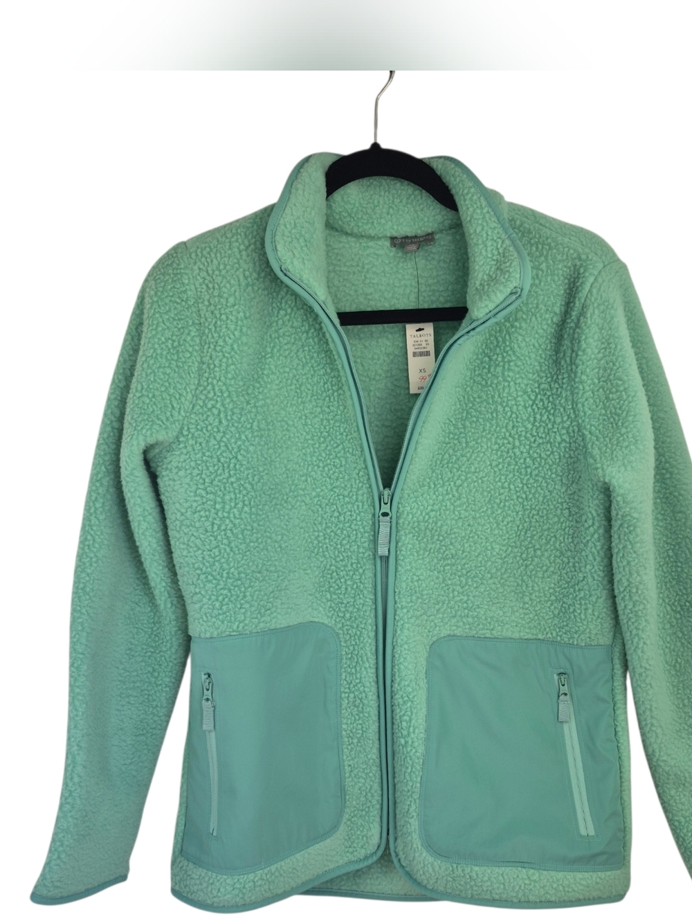 New T By Talbots Tiffany Blue Sherpa Jacket Size XS NWT Full Zip